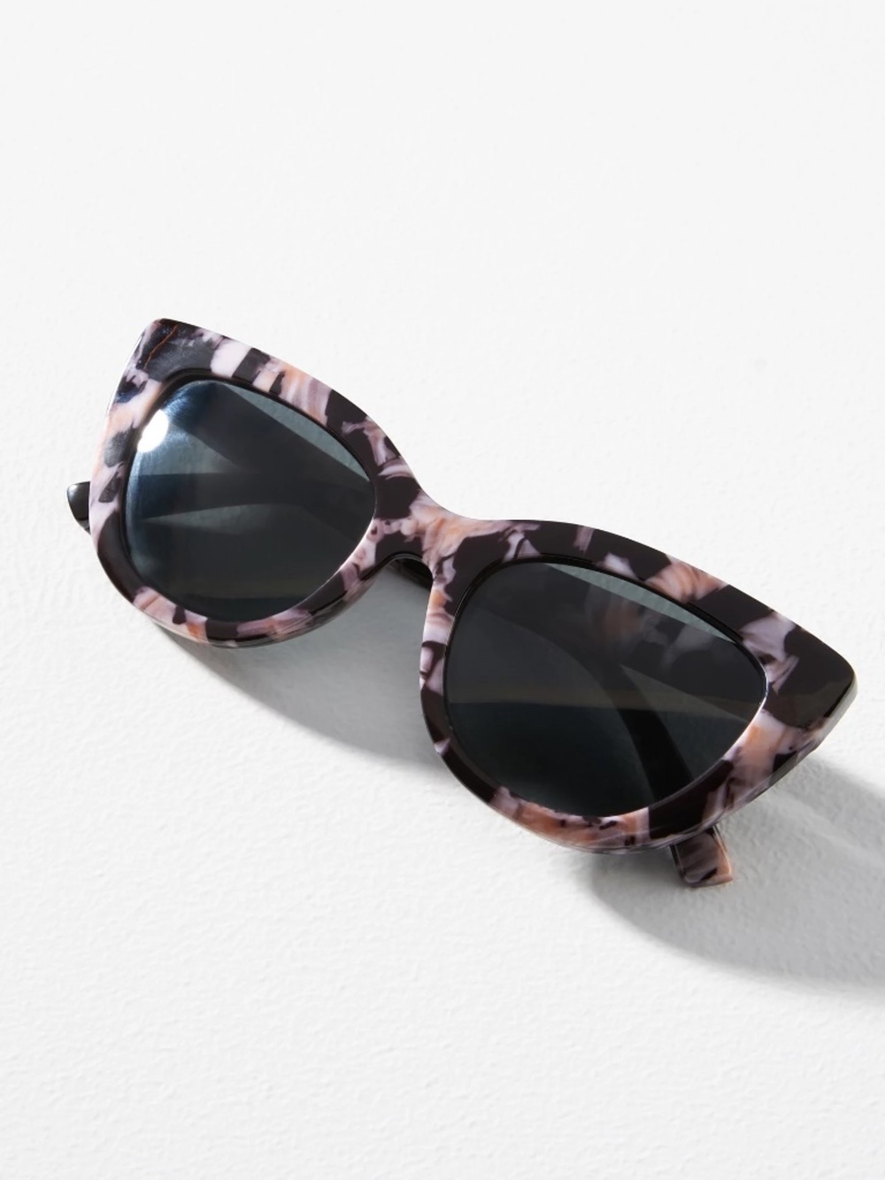 NEW ANTHROPOLOGIE BLACK MARBLE PEEPERS CAT EYE SUN READERS +1.50